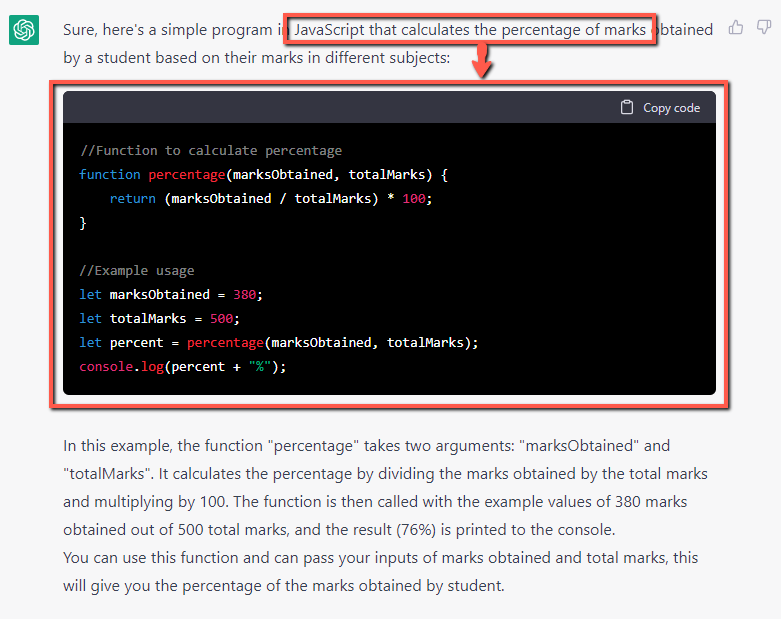 Java Script result chatgpt