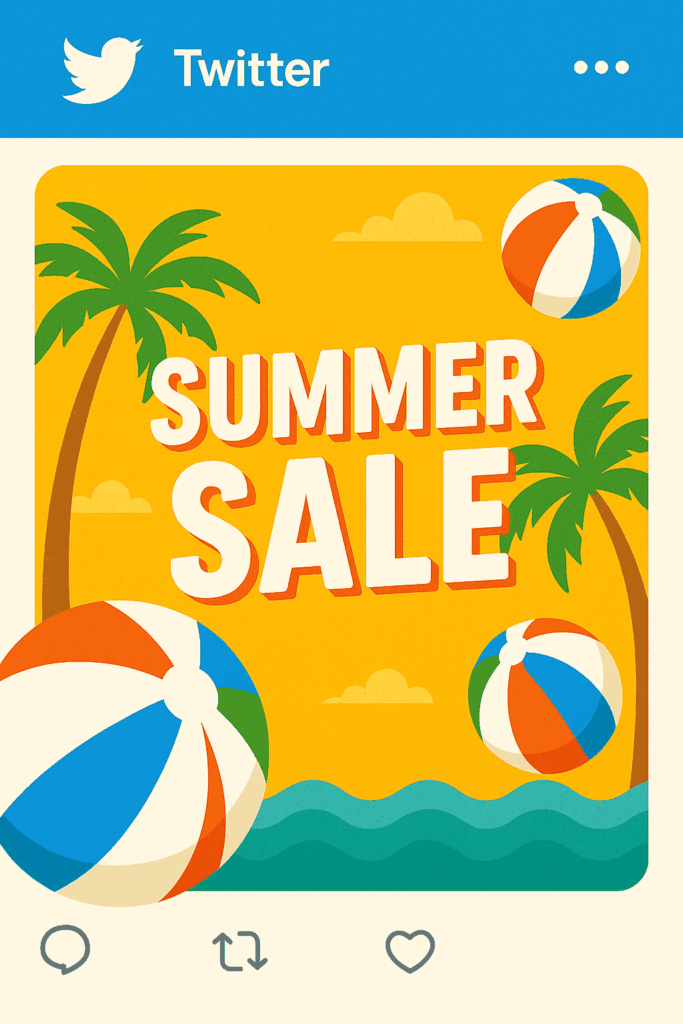 Create a playful Twitter post design with bright summer colors
